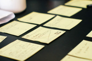 sticky notes with data